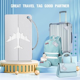2pcs Luggage Tags for Travel Suitcase, Aluminium Suitcase Tags, Checked Luggage, Suitcases, Laptop Bags, Backpacks, Aluminium Aero Design Silver