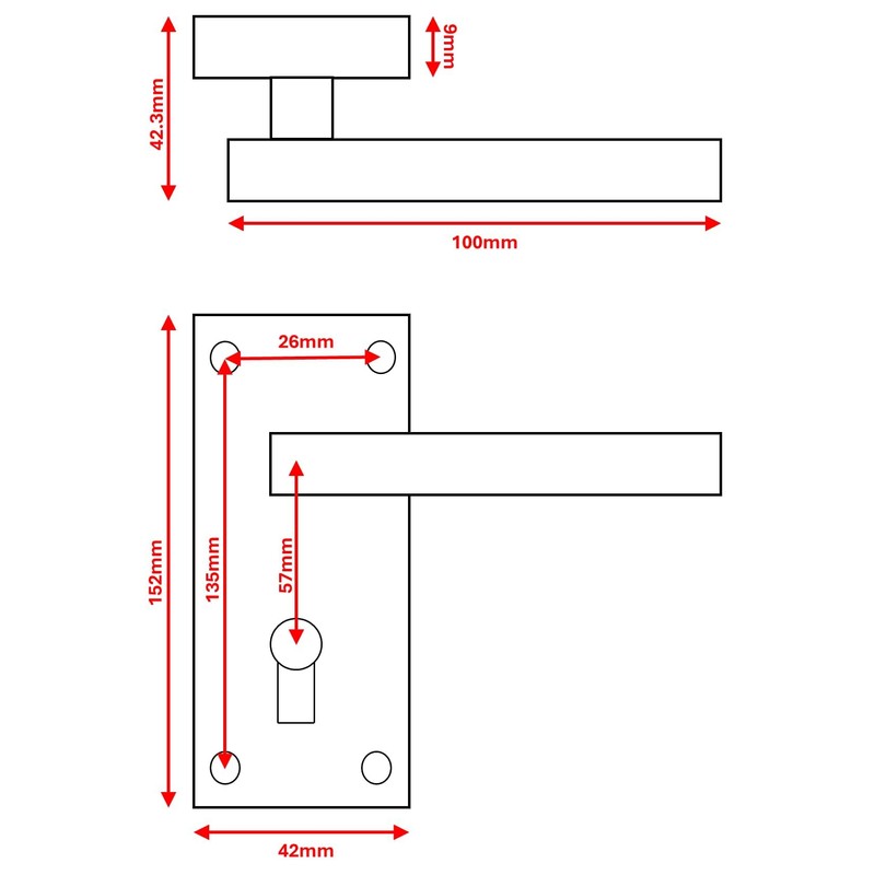 Designer Levers - Victorian Straight Lever Door Handles - Polished