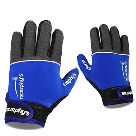 Murphys V2 Gaelic Football Adult's Gloves, Premium Latex Field Players Mittens, Durable Hook and Loop Closure, Grey and Blue, 7, Extra Small