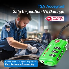Forge Cerraduras de equipaje con cable aprobadas por la TSA combinación reajustable con cuerpo de aleación (verde 4 cerraduras)
