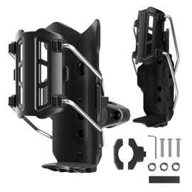 PAPAcroscoma Adaptive Cycling Bottle Holder, Motorcycle Bike Water Bottle Holder Adaptive 360 Degree Rotating Adjustable Handlebar Automatic Clamping Mechanism for Diameter 2'' - 3'' Cup (Black)
