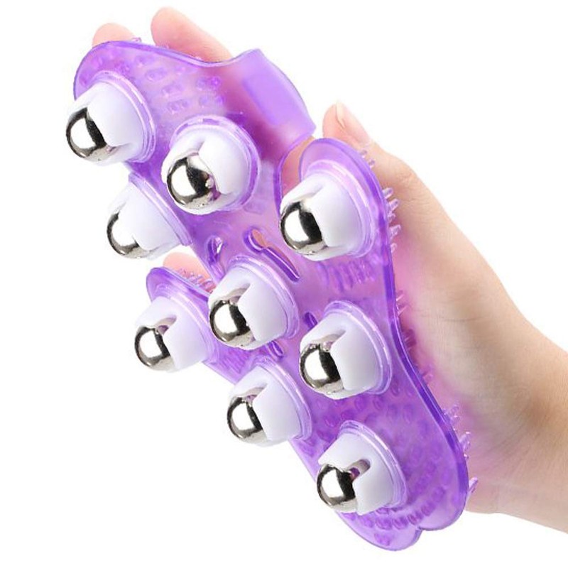 iwobi Body Massager Glove Palms Shaped with 9 Metal Roller