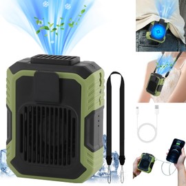 Ventilador de Cuello,4000mAh Ventilador De Mano,Abanico Recargable Con Modo De Ajuste De 3 Velocidades,Se puede utilizar como fuente de alimentación móvil y linterna,Ideal Para Viajes, Deportes(Verde)