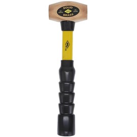 Nupla 4 lb. Non-Sparking Brass Hammer with 12 inch Fiberglass Handle and SG Grip - Perfect for Mechanics, Contractors, and Trade Professionals, Yellow, 75.30-040E