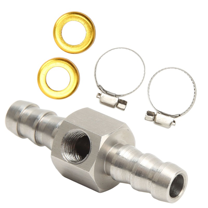 Fuel Line T Fitting Adapter 304 Stainless Steel Pressure Gauge