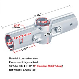 Fanmao 6 Sets 180 Degree Pipe Clamp Connector for 1" EMT Structural Pipe Fitting, 3/32" Thick
