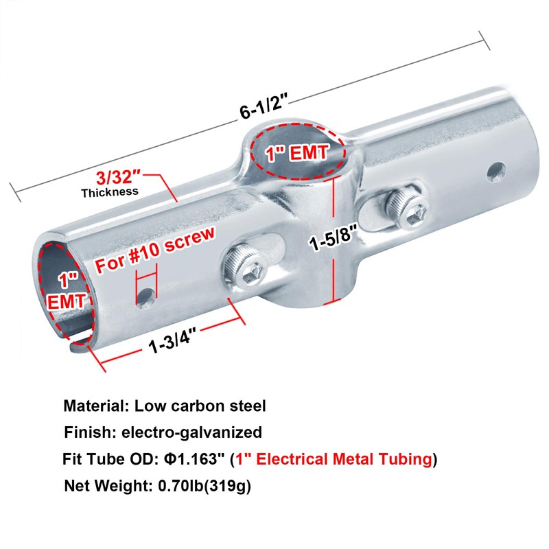 Fanmao 6 Sets 180 Degree Pipe Clamp Connector for 1"