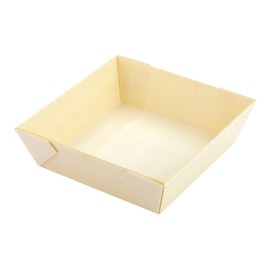 Taipei 14 Ounce Compostable Food Containers, 100 Square Wooden Bento Boxes - Flare, Grease Resistant, Natural Poplar To Go Boxes, Disposable - Restaurantware