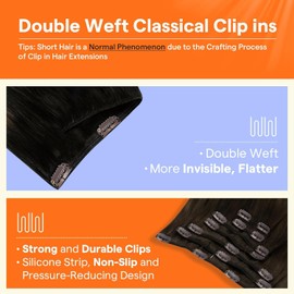 Full Shine Clip in Hair Extensions Human Hair Color 2/8/2 Clip in Extensions 16 Inch Balayage Ombre Hair Extensions for Women Brazilian Hair Clip ins