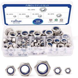 Hex Lock Nut Set Hex Nuts Lock Nuts 304 Stainless Steel M4 M5 M6 M8 M10 Hexagon Hex Lock Nut Kit 110 Pieces