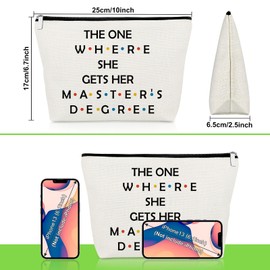 Gevody Masters Degree Gift for Grad Makeup Bag MBA Graduation Gifts for Her Grad Best Friend Daughter Cousin Sister Cosmetic Bag Masters Degree Present Christmas Birthday Present Travel Pouch