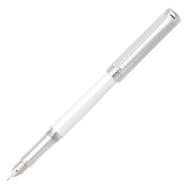 Sheaffer Intensity Broad Nib Fountain Pen, White Barrel Engraved Spiral Cap, Chrome Plate Trim (E0924063)