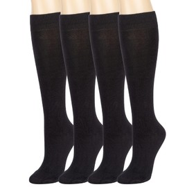 Bamboo Rayon Knee High Socks Soft Lightweight Tube Socks Breathable Athletic Long Socks 4 Pair