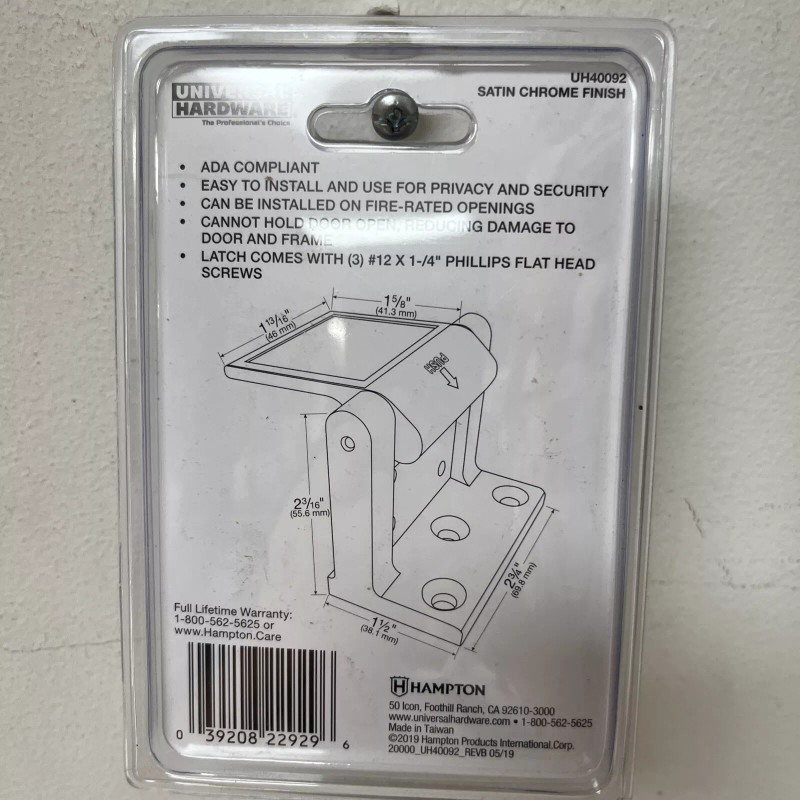 Universal Hardware Security Door Guard Satin Chrome