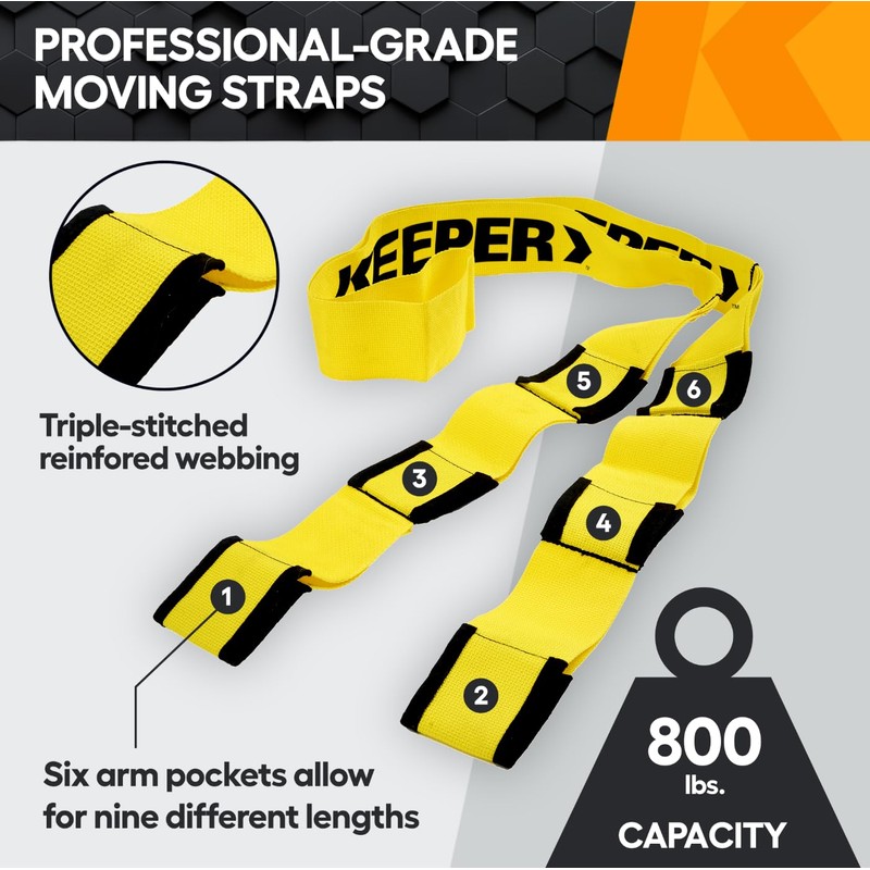 KEEPER Two Person Adjustable Lifting and Moving Straps with 800