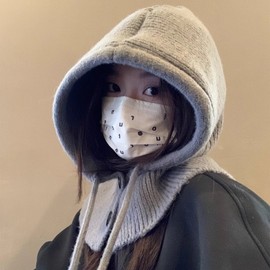 [Imported] Knit Hood Neck Warmer Balaclava - Winter Warmth & Cold Protection (Free Size) lf3400 Gray 2ea