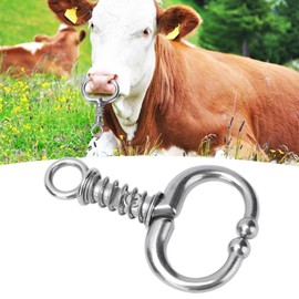 Cattle Nose Ring Cattle Nose Clip Made of Stainless Steel Durable Cattle Nose Clip Without Punch Bull Nose Ring with Spring for Effective Control and Management (Small)