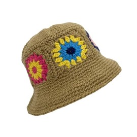 HCBLWY Crochet Bucket Hat Handmade Foldable Cap Knit Fisherman Caps Travel Hats Knitted Hats for Women (C-Khaki)