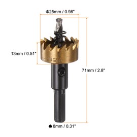 HARFINGTON Hole Saw 25mm (63/64") M35 HSS (High Speed Steel) Titanium Coated Drill Bit Cutter Opener for Stainless Steel Aluminum Alloy Metal Wood Plastic