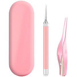 Earpick, Light, Mikaki, Spoon Type, Ear Cleaning, Children, Smart Earpick, Tweezers, Ear Pick, LED Light, Baby Glowing Tweezers, Parenting, Cute (Earpick Set with Light - Pink)