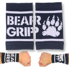 BEAR GRIP Weightlifting Sweatband, Wrist Protection for Crossfit, Tennis, Men & Women (Black/Grey, Standard 13x8cm)