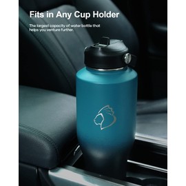 40oz Insulated Water Bottle Fits in Any Car Cup Holders, BUZIO 40oz Vacuum Insulated Tumbler with Lids and Straw for Water, Travel Mug Cupholder Friendly, Leakproof Keep Cold & Hot, Indigo Crush