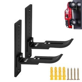 RC Car Wheel Wall Mount Organizer, 2PCS RC Car Display Stand Wall Hooks Storage Hanger Hanging Rack Wheel Adjustable Length for 1/18 1/16 1/14 1/12 1/10 1/8 RC Crawler Monster Truck Cars, Black