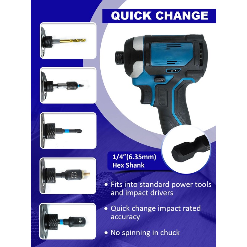 JEFE HEX 48pcs Impact Screwdriver Bit Set, HSS Titanium Coated