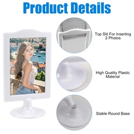 Pack of 4 Double Sided Picture Frames 10 x 15 cm, Standing Picture Frame, Each Frame Holds 2 Pictures, Standing Picture Frame, White, Standing Double Sided Photo Frame with Inserts, for Photo, Wedding