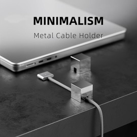 N2U Metal Cable Holder or Strap, Wire Keeper for Lightning, USB-C, Micro Cables – Metal Anti-Slip Cord Organizer with Minimalist Design for Nightstand, Desk, Office, Home (Gold & Gold - 2 PCS)