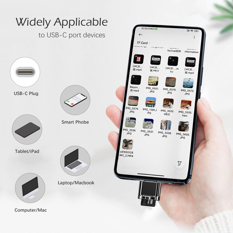 USB C Micro SD Card Reader for Android Phone, Camera,