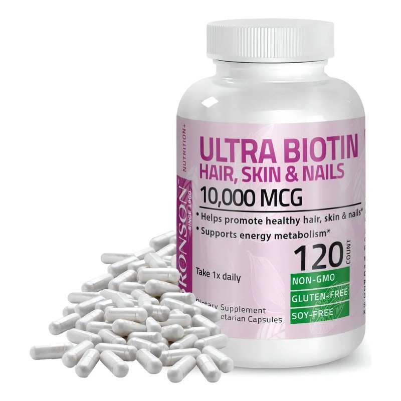 Suplemento Nutricional Biotina Bronson 10,000 mcg 120 Cápsulas Vegano