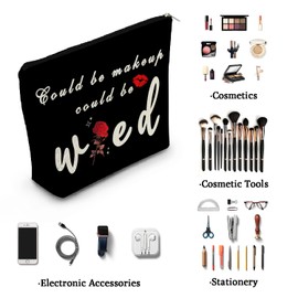 YULUENZE Funny Red Rose Lip Canvas Makeup Bag Funny Quote Weed Organizer Bag Canvas Toiletry Zipper Canvas Makeup Pattern Black Cosmetic Bag Ideal Birthday Present for Women Friends Sisters