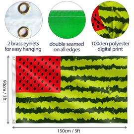 Watermelon American Flag 3x5 ft with eyelets - USA Flag for outside - Funny US Flag - Vivid Digital Print - 110Den Thick polyester - Double Seam