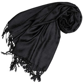 Lorenzo Cana Women's Scarf Shawl Paisley Damask Jacquard Scarf Fashion Colour 65 x 175 cm black/anthracite/Cloth Stole Scarf Woman – 93083