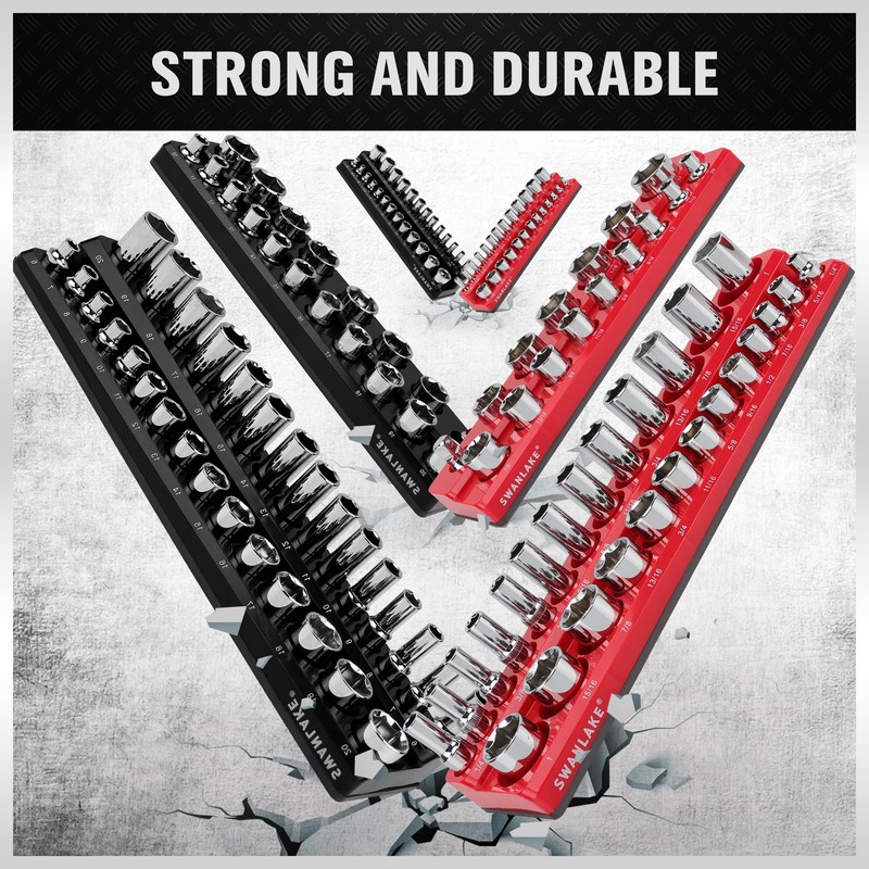 Magnetic Socket Organizer Set, 6PCS Magnetic Socket Holder, 1/4", 3/8",