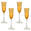 Lorren Home Trends Amber Color Champagne Flutes with Gold Rings,