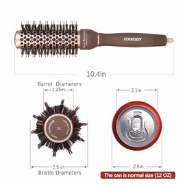 Fixbody - cepillo para polvo redondo de cerdas de jabalí, cerdas nano térmicas y tecnología iónica y antiestática, cepillo para polvo de pelo de rodil