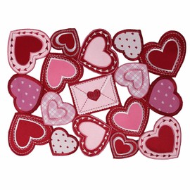 Valentines Day Placemat Embroidered Heart Red Table Decor Set of 4 Hot Pink for Wedding Anniversary Marriage Proposals Home Decor Gift 13×18IN