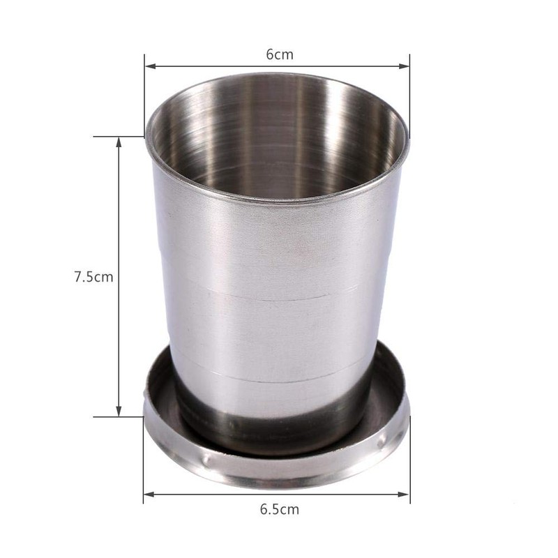 Asixx Stainless Steel Folding Cup, Extendable Cup, Outdoor, Small, Lightweight,