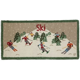 Chandler 4 Corners Artist-Designed Ski Mountain Hand-Hooked Wool Accent Rug (24 in x 48 in) Winter Rug for Entryways Hallways Living Rooms, Low Maintenance - Winter & Ski-Themed Home Decor