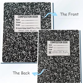 King Mills Left Handed Composition Notebook, 9.75'' x 7.5'' Left Handed Notebooks, Black Marble Hard Cover Left Handed Notebooks for Adults and School, 160 Pages, College Ruled. 2PK