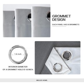 MIULEE 2 Pieces Greyish White Velvet Curtains Exquisite & Elegant Grommet Thermal Soundproof Room Darkening Light Blocking Curtains/Drapes for Living Room Bedroom 52 x 84 Inch