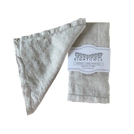 Hemstitched Linen Napkins – 50 cm x 50 cm - Stonewashed Pure Linen Cloth Napkins with Mitered Corners – Set of 4 (Natural Oatmeal)