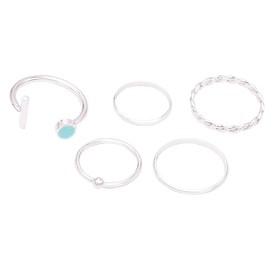 Rosemarie Collections Women's Silver Tone Metal Stacking Knuckle Ring Set