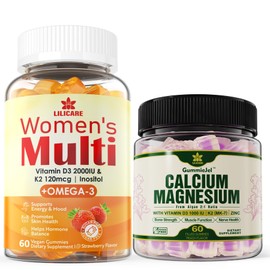 LILICARE LILICARE Plant Based Calcium Supplement + Womens Multivitamin Gummies,