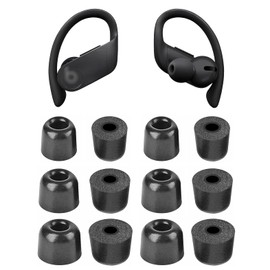 BLUEWALL Foam Eartips Compatible with Powerbeats Pro Earbuds PB Pro, S/M/L 3 Sizes 6 Pairs Soft Memory Foam Earbud Tips Replacement Eartips Compatible with PB Pro 6 Pairs Black