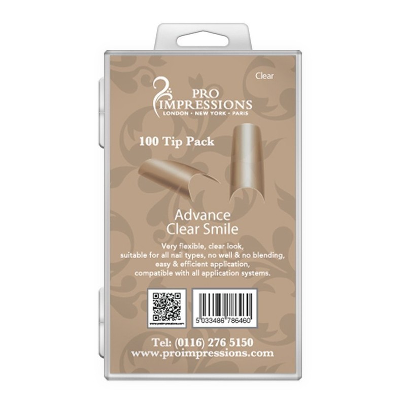 Pro Impressions Advance Clear Smile 50 Nail Tips, Size 6