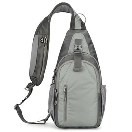 LOUEBICA Waterproof Chest Bag Sling Bag Men's Small Shoulder Lightweight Bag Crossbody Pack for Hiking Outdoor Travel, gray