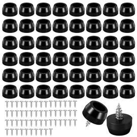 Gtziqa 50 Pcs Rubber Feet Non-Slip Soft Cutting Board Feet Pads Kit with Built-in Stainless Steel Washer and Screws for Furniture Appliances Rubber Bumpers, Black (Small)